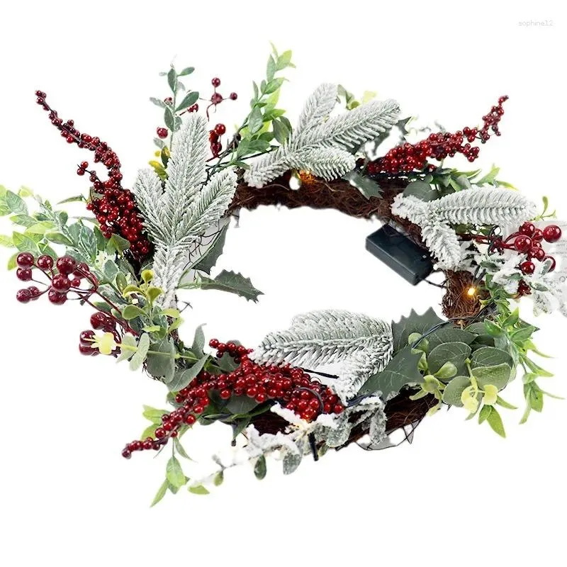 Decorative Flowers 18inch Christmas Wreath Decorations Door Home Display Window Hanging Red Berries Indoor Outdoor Holiday Wall