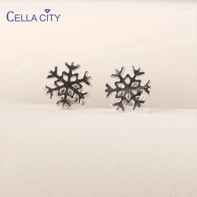 Studörhängen Cellacity Simple Solid Silver 925 SMEWELLY SNOWFLAKE Klassiska julören Studs Presents For Girl Firl Party Gift