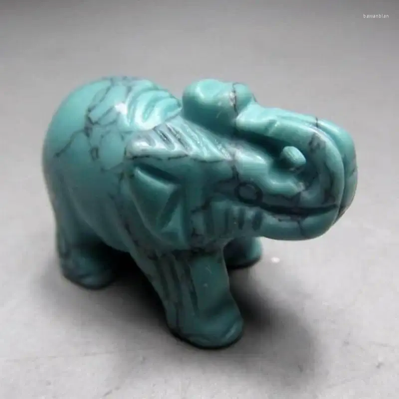 Dekorativa figurer 1.5 "/18g syntetiska turkos elefant Handgjorda stenhuggningar - Kristaller och stenar läkande mineralprov Heminredning