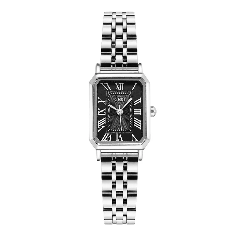 Modne kobiety francuskie zegarek dla kobiet na Instagramie Minimalistyczny retro Square Square zegarek ze stali nierdzewnej kwarcowy zespół Watch Watch C3