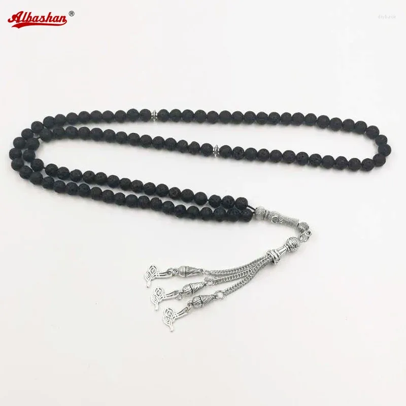 STRAND TASBIH 99 kralen natuurlijke lava moslim misbaha vulkanische steen (6 mm x 99beads)