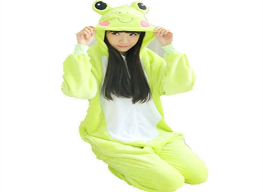 Unisexe Men femme femme vêtements adultes pyjamas cosplay costume animal cache-couche de nuit animaux de dessin animé cosplay frog mignon somnassement 9416895