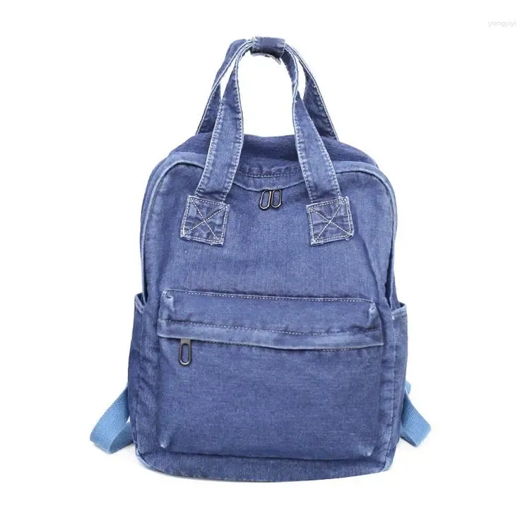 Mochila Design Simple Teenagers Rucksack Mulheres jeans casuais com manipulação Jeans Girls Travel Bag Daypack Feminino Cowboy School