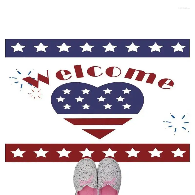 Bath Mats Patriotic Rug Outdoor Welcome Water-Absorbent Durable Independence Day Door Entryway