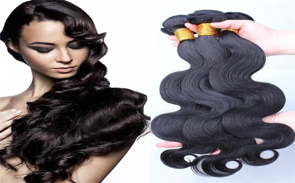 未処理のブラジルの人間の髪3バンドル自然色1bボディウェーブヘアウィーブ3pcs 1030インチ黒人女性