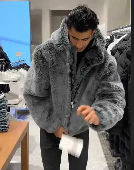 Silver Grey Faux Fur Winter Mens Fur Coat For Men And Women Silver Grey Faux Fur Winter Mens Fur Coat For Men And Women