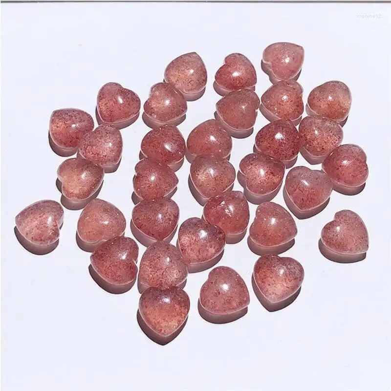 Decoratieve beeldjes Natuurlijke aardbeienvorm Rose Quartz Crystal Stone Crafts Home Decor Geschenken Labradorite hartkristallen Crafts10PCS