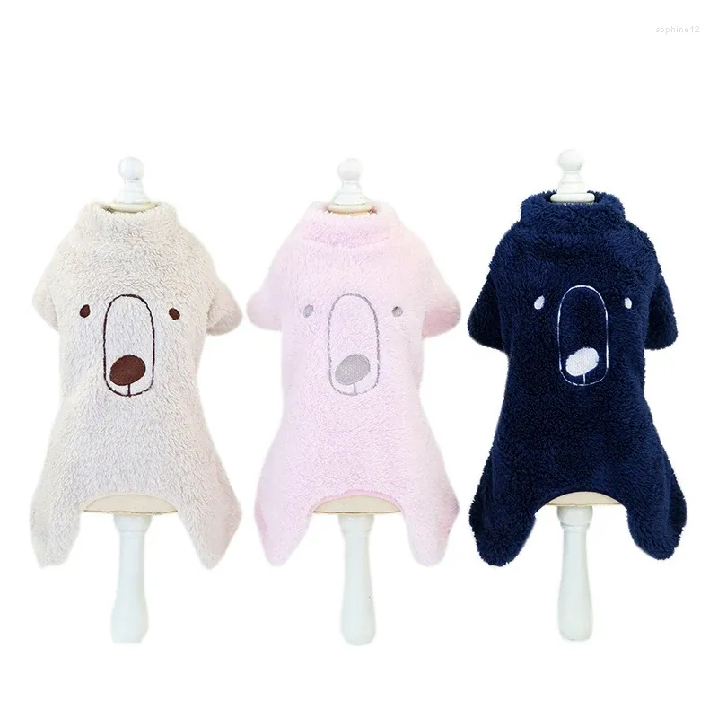 Vêtements pour chiens animaux d'hiver chauds doux 4 ours à pattes manteau flanelle petit chiot en peluche chihuahua mignon caricatures vêtements de dessin animé