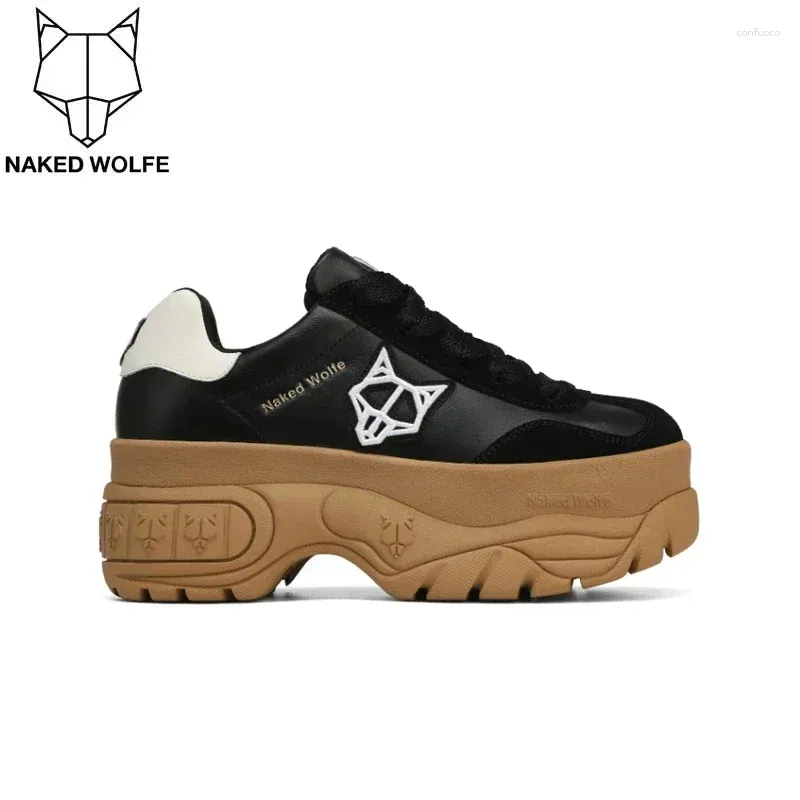 Casual Shoes NAKED WOLFE Warrior Panelled Leather Suede Low-top Platform Trainers 3D Head Chunky Laces Midsole Sneaker