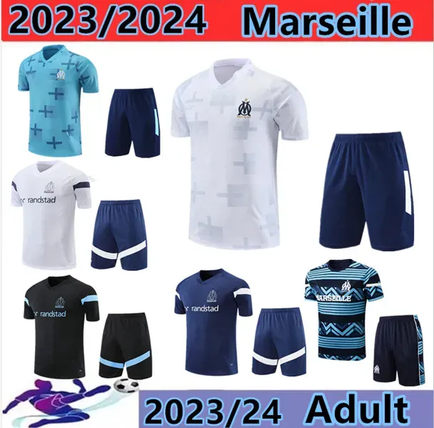 2023-2024 Marseillees Chandal de formation à manches courtes de football pour hommes et enfants 23/24 Alexis Om Survey Maillot Foot Chandal