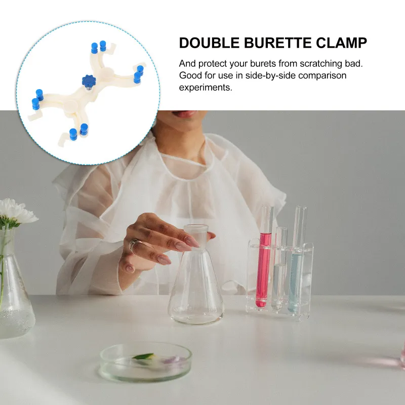 Morsetto Per Buretta Doppio In Plastica - Accessorio Da Laboratorio Regolabile A Farfalla - Foto 2