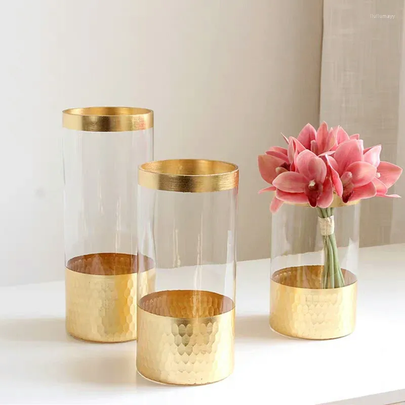 Вазы европейского стиля окантовать прямым стеклянным вазой бамбуковой гидропонный цветок устройство домохозяйственное мягкое украшение свет