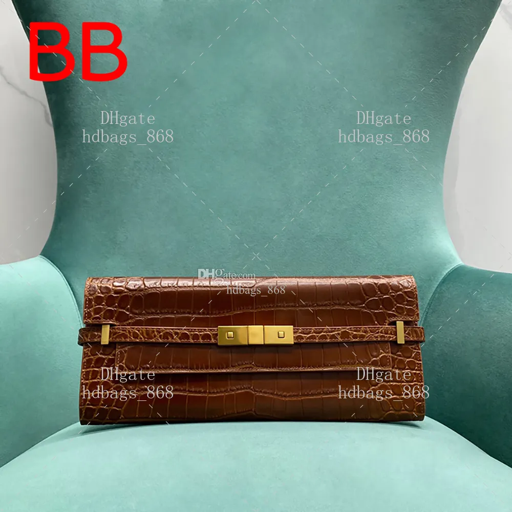 Clutch In Box Handbag Alligator Calfskin Leather 10A Mirror 1:1 quality Designer Flap bag Luxury bags Fashion Baguette bag Lady Bag With box WY070B
