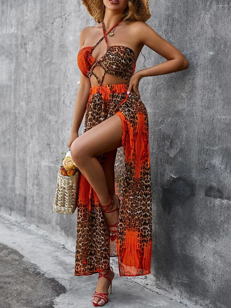 Sexy Bohemian Leopard Backless V Neck A Line Dresses Sexy Bohemian Leopard Backless V Neck A Line Dresses