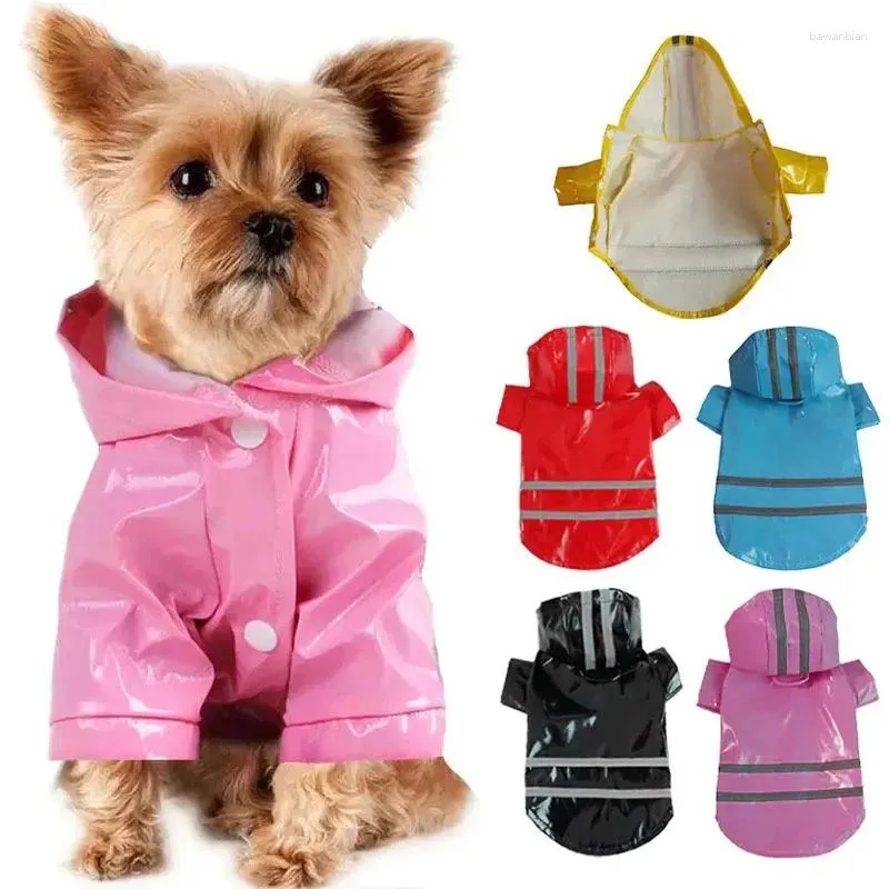 Hundkläder Vattentät jacka Pu Raincoat för små hundar Katter Reflekterande valp Raincape Chihuahua Outdoor Pet Poncho