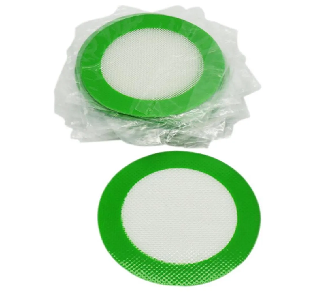5pcslot round Silicone Mats Wax NonStick Pads Silicon Dry Herb Mat Food Grade Baking Mat Dabber Sheets Jars Dab Pad Green9278778