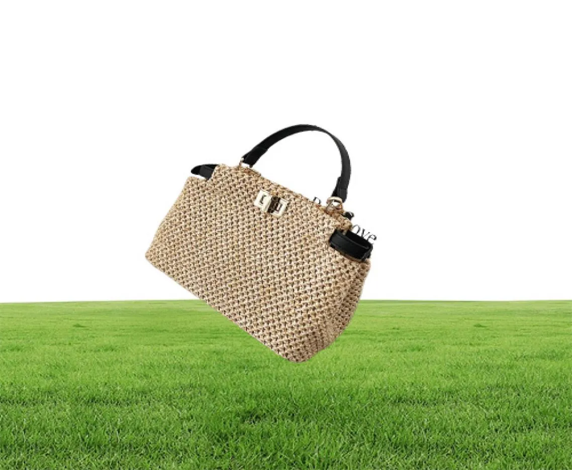 Weaven Square Tote Summer Novo bolsa de palha de alta qualidade Women039S Bolsa de designer Bolsa de viagens de praia Messenger5098182