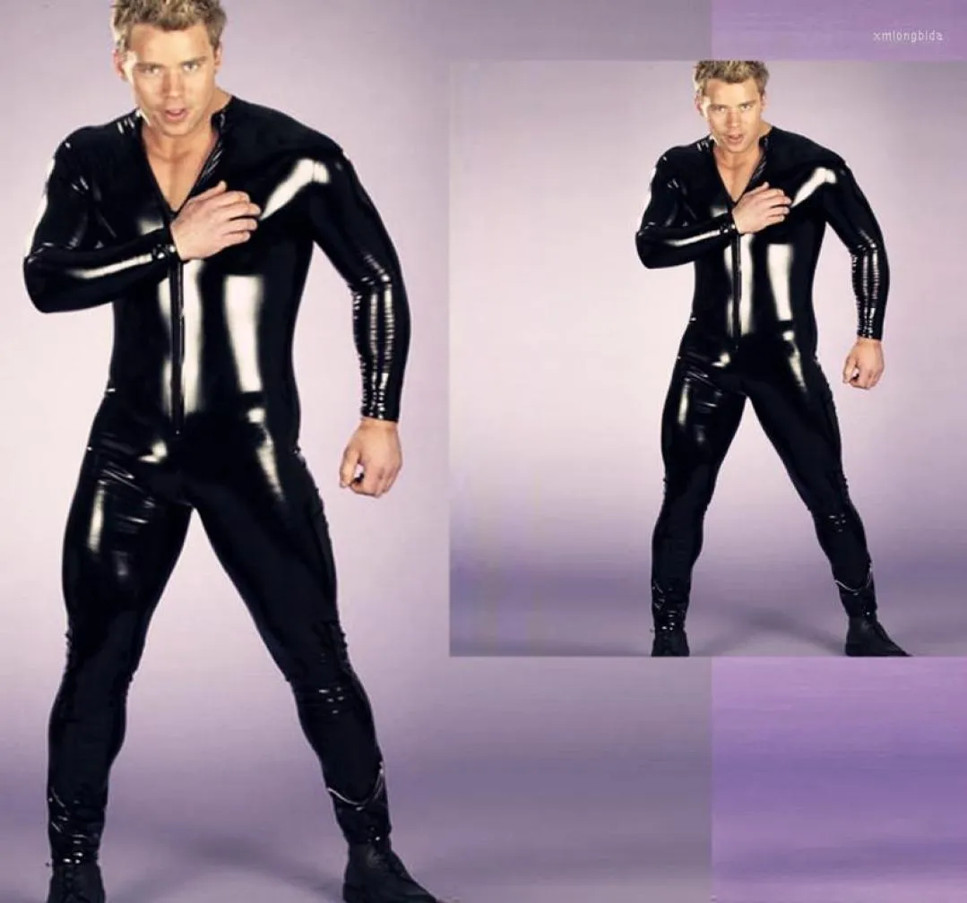 Men039s Tracksuits Plus Size Mens Fetish Latex Men Full Sleeved Tight Thin Bodysuit Catsuit Club Dance Outfit Stripper Stage Pe8430477