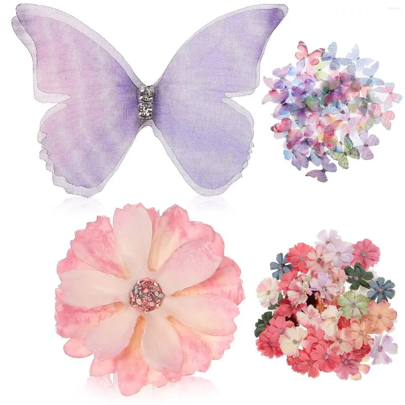 Dekorativa blommor 100 st fjäril för hantverk bågar dekor fest dekorationer diy hem fjärilar applikationer bröllop