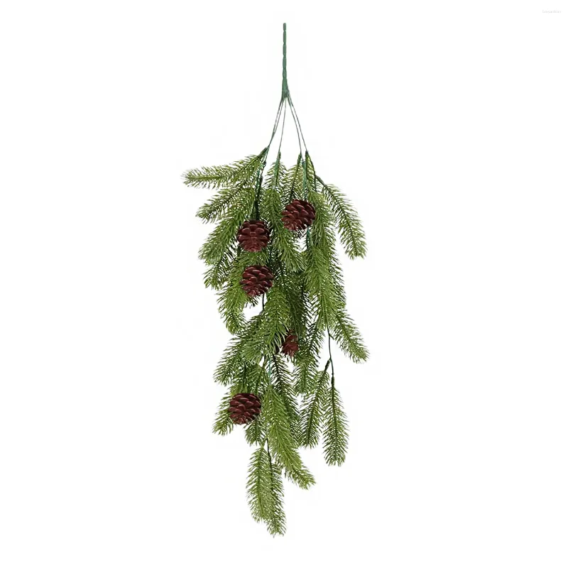 Decorative Flowers Ornament Hanging Branches Pinecone Fresh DIY Christmas Garland Natural Front Door Tree Wreath Plastic 80cm