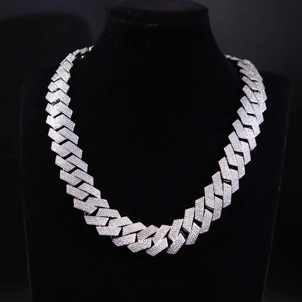 Hot Sale 20 Mm Wide 2/3/4 Row VVS Moissanite Diamond Cuban Link Chain S Sier Hip Hop Fine Jewelry Necklace Bracelet