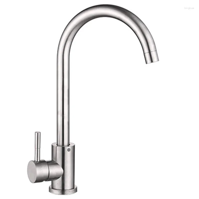 Rubinetti da cucina spazzolati in acciaio inossidabile 360 rotazione del ponte del rubinetto per lavandino per acqua per acqua fredda