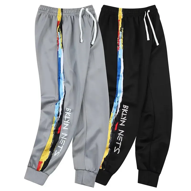 Summer Thin Mens Jogging Sweatpants Elastic Shrink Leg Casual Outdoor Training Fitness Sport Pants Running Trousers Gym Clothin 240412