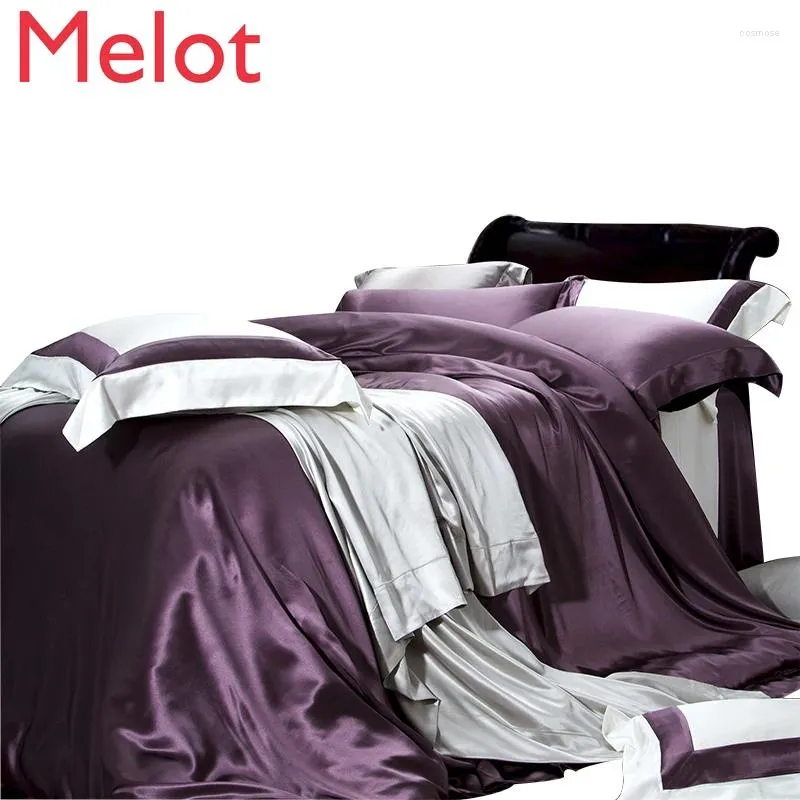 Yatak takımları ipek nakış dört parçalı set üst düzey lüks krep saten minimalist ağır dut yorgan kapağı yatak sayfası
