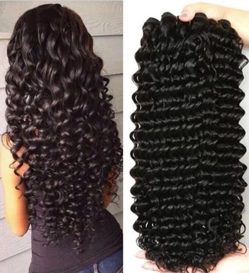 Cabello virgen brasileño ola profunda sin procesar extensiones de cabello humano rizado 3 Bundles4856529