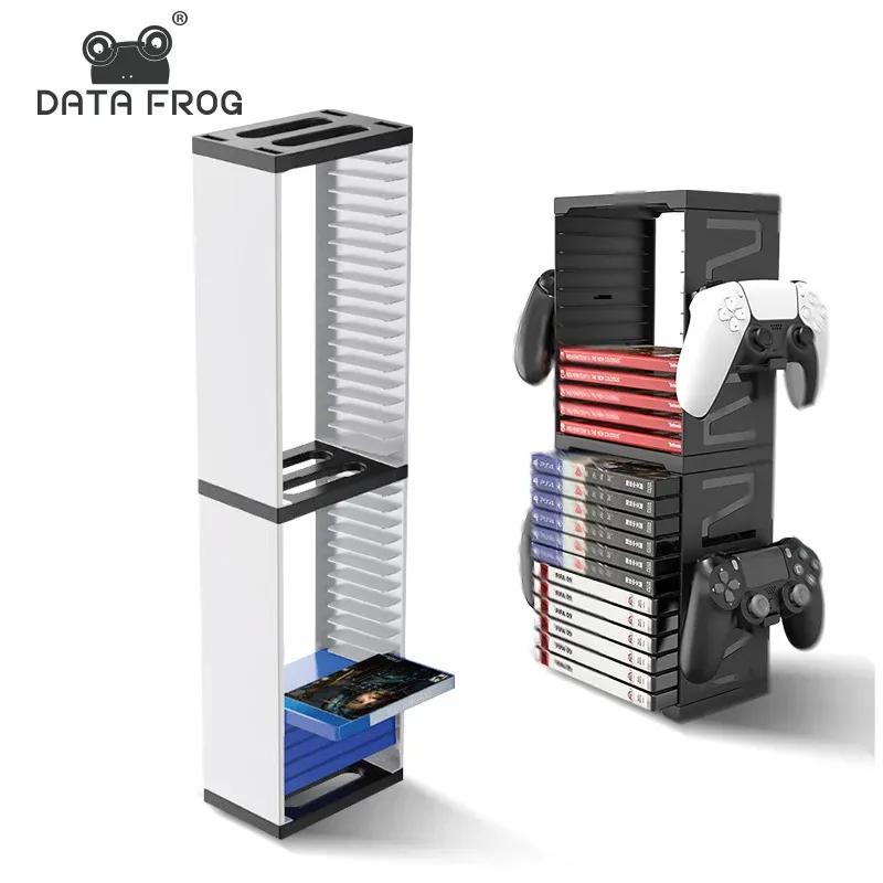 Stands Data Frog Host Disc DoubleLayer Storage Box Holder for PS4/PS5 Universal Game Disc Holder Vertical Stand för NS/Xbox Series X