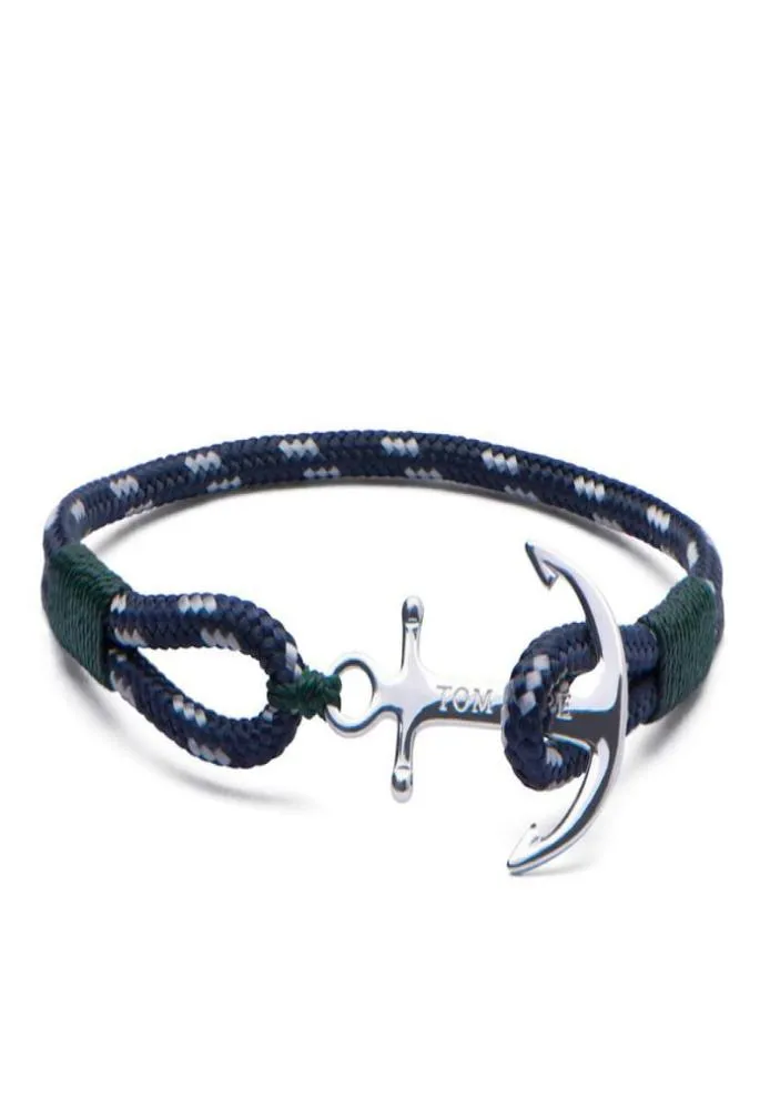 tom hope bracelet 4 size Handmade Southern Green thread rope chains stainless steel anchor charms bangle with box and TH115068214
