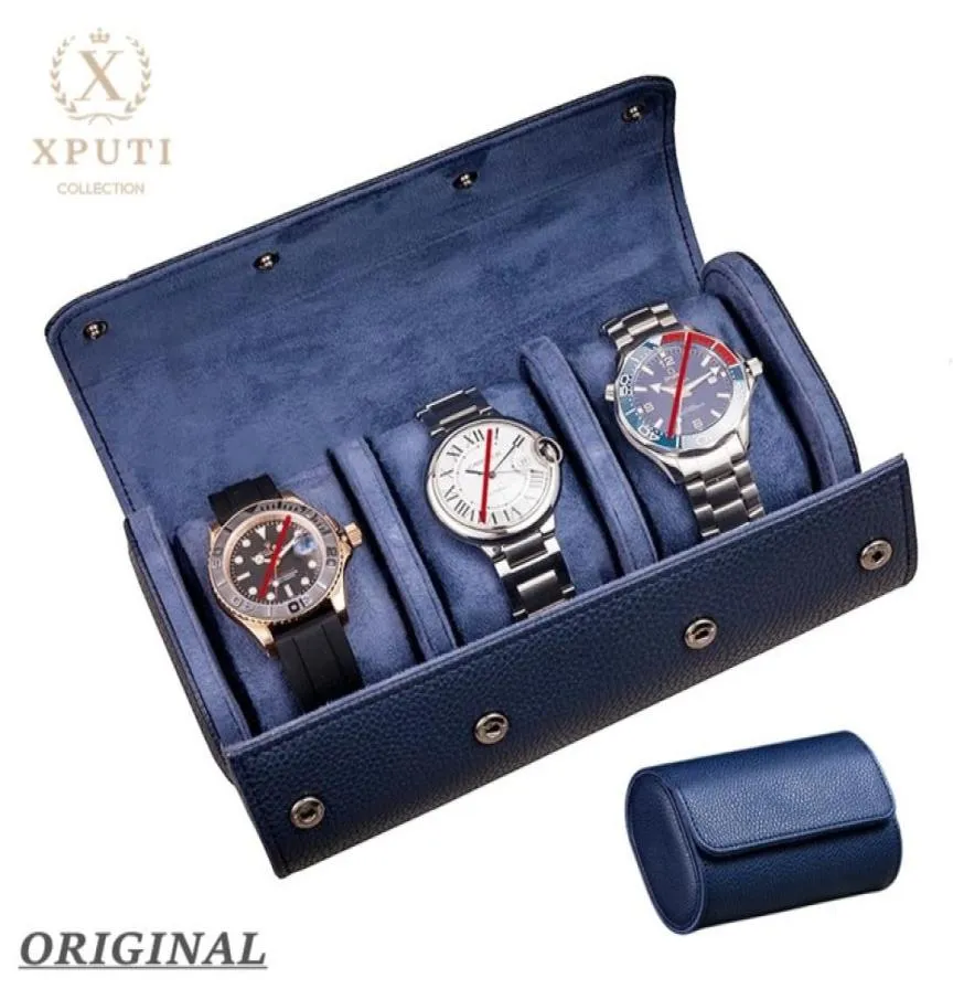 23Slots Watch Roll Travel Case Watch Storage Organizer Lagring Perfekt gåva för män Microfiber Pu Leather Watch Case 2207015040611