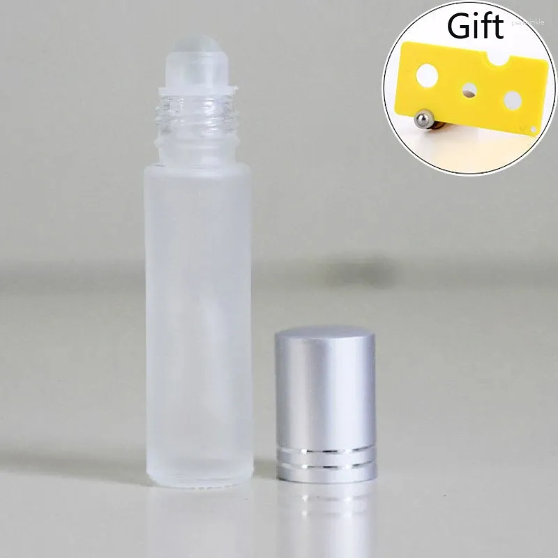 Storage Bottles Portable 10ml Clear Frosted Glass Roll On Bottle Essential Oil Test Perfume Sample Vials With Roller Ball Opener