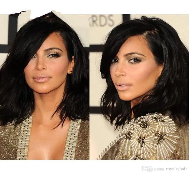 Kim Kardashian Style Bob Hair Cut Human Brasilian Hair Lace Front Wig Short Wavy Full Lace Human Hair Wig For Black Women1425951