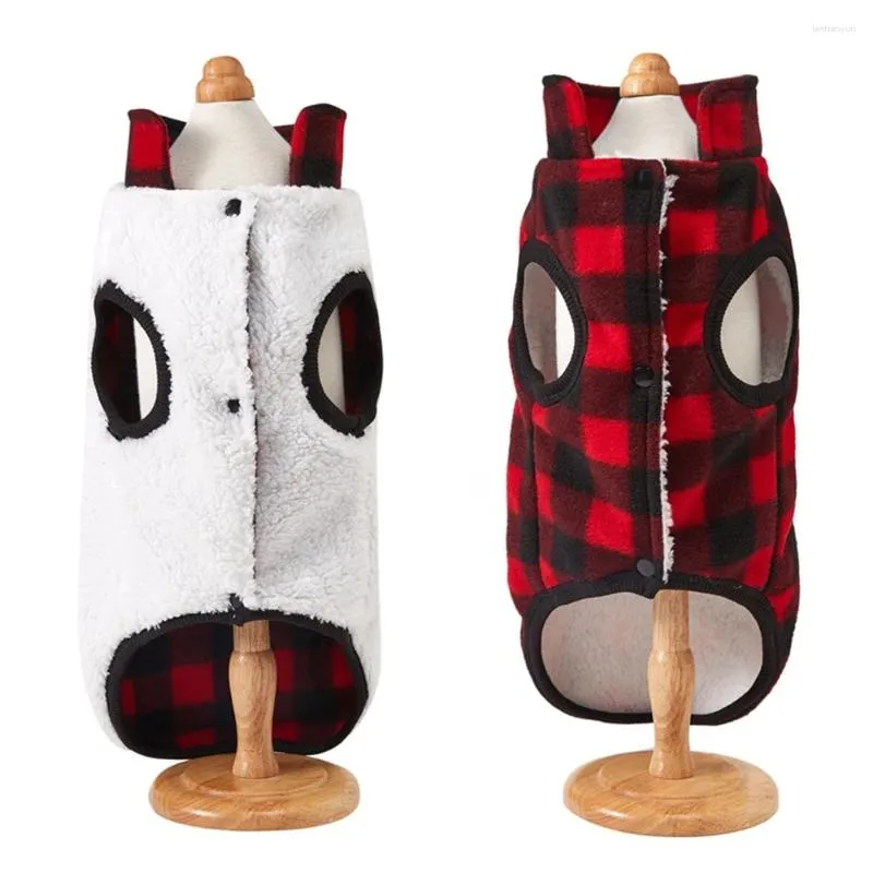 Odzież dla psa Czerwona czarna kraciastka kurtka szczeniaka Kostium jesienny Zima zagęszcza kamizelka ciepłe polarowe ubrania dla zwierząt