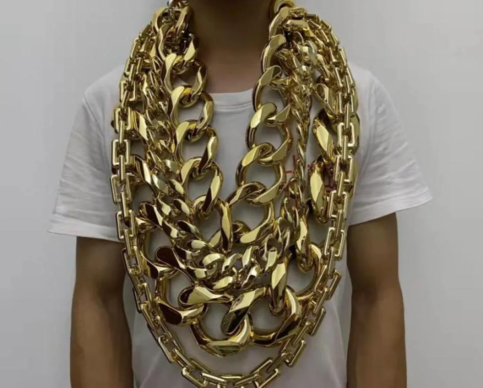 Цепи Акриловое ожерелье громоздкое хип -хоп толстый большой золотой цепь стиль мужские женские ювелирные изделия подарки на Хэллоуин Пластиковые аксессуары Rock4511363