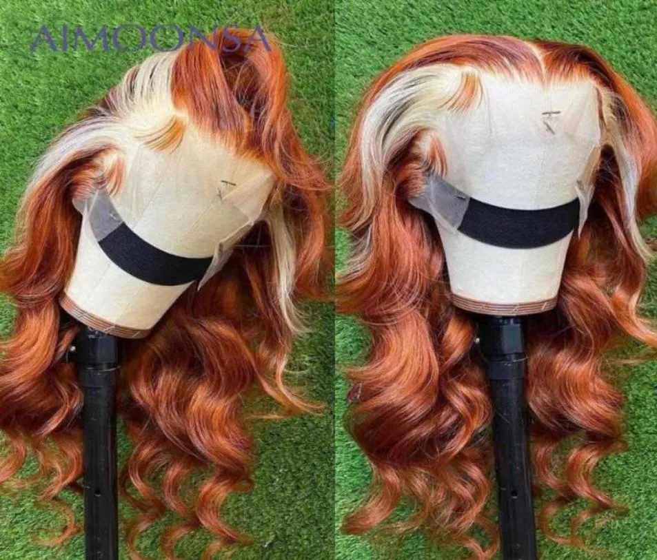 Lace Wigs Blonde 613 Frontale pruik HD Transparant gember voorste full -gekleurd menselijk haar hoogtepunt Deep Wave Orange63619501624858