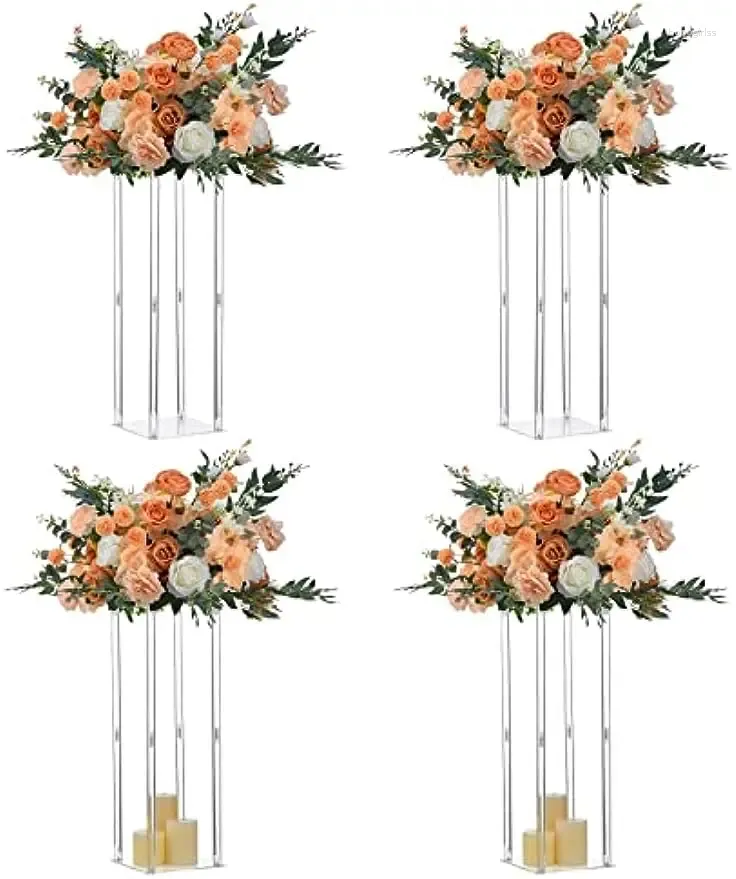 Dekoratif Plakalar 4pcs Akrilik Clear Centerpiece Çiçek Düğün için Doğum Günü Dekoru Yıldönümü Ekran Rafı Lüks