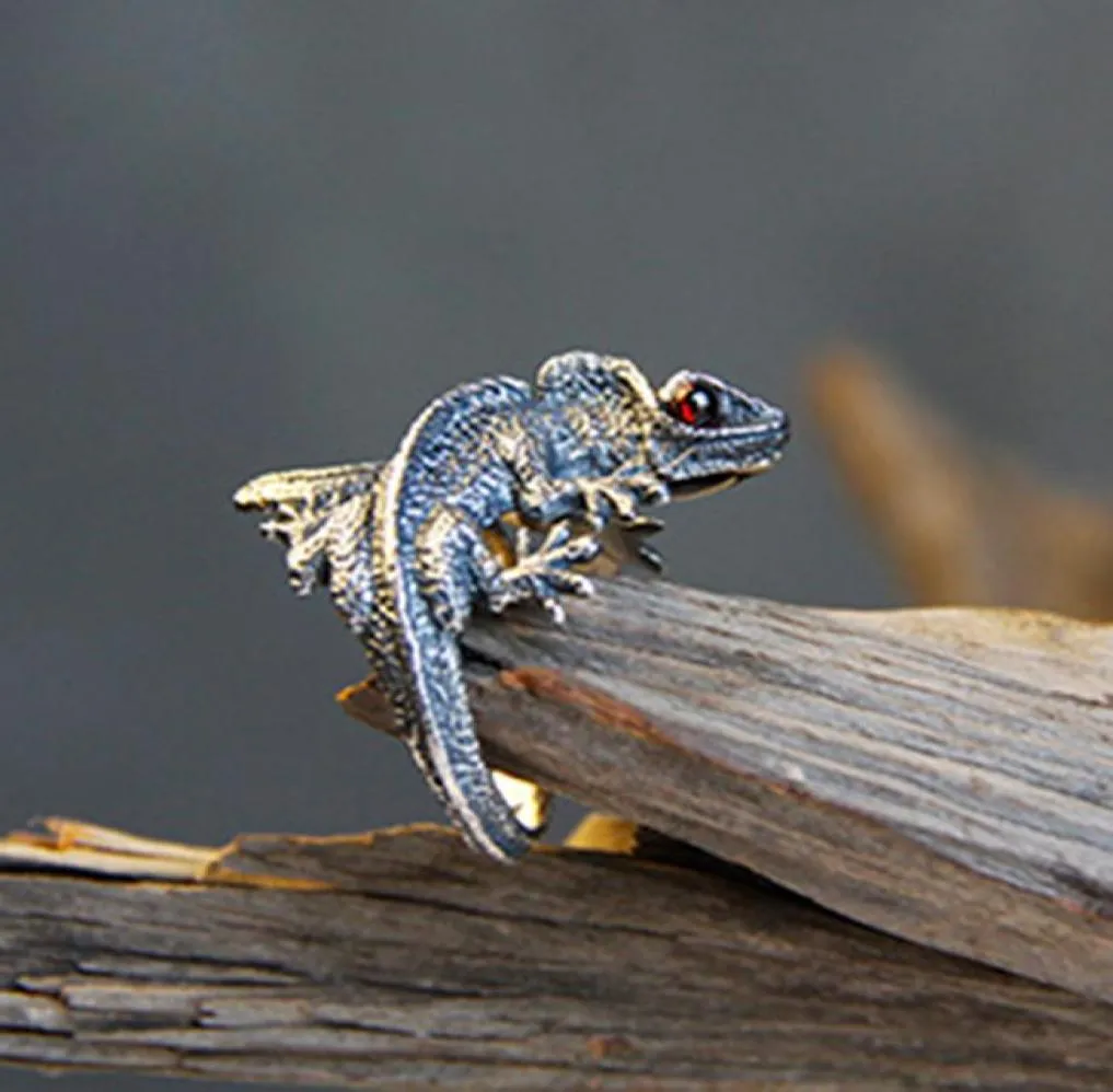 調整可能なトカゲリングカブライトGecko Chameleon Anole Jewelryサイズギフトアイデアシップ3439061