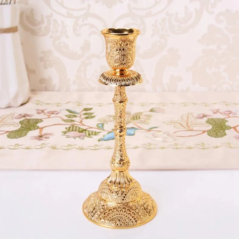 Candle Holders A50I Metal Holder Stand Candelabra Taper Golden Candlestick Floral Peacock Embossed Wedding Event Party