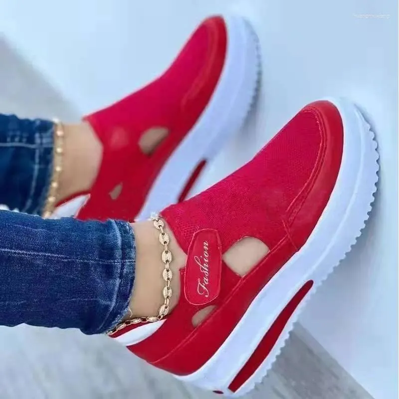 Casual Shoes Fashion Sneakers for Women Red Zapatillas Mujer Vintage Mesh Breattable Loafers Tenis Feminino Sports Flats 159