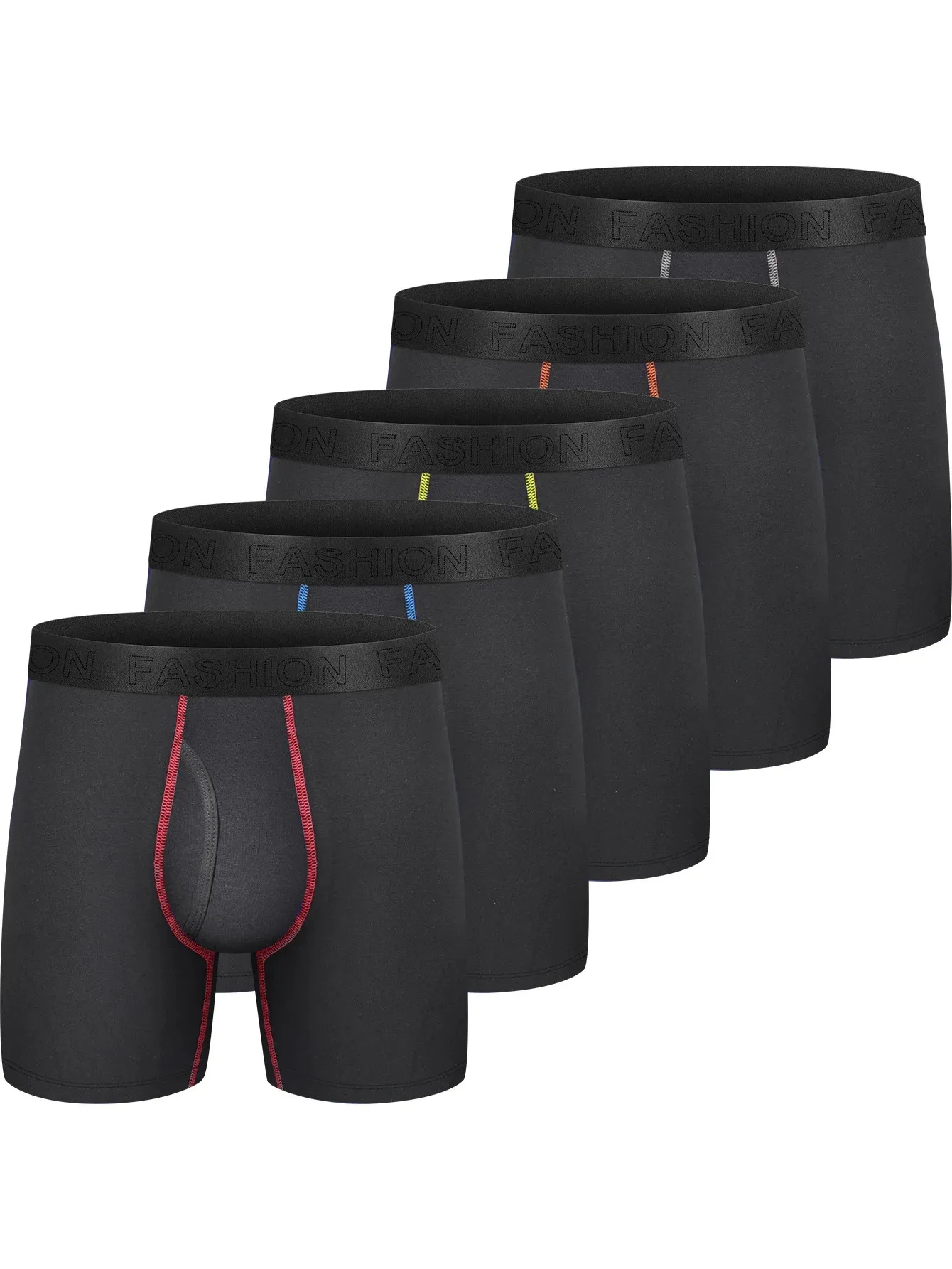 5pcs Mens Boxer Briefes Cotton Sous-vêtements Ride Up régulier Stretch Elastic Wide Band 240412