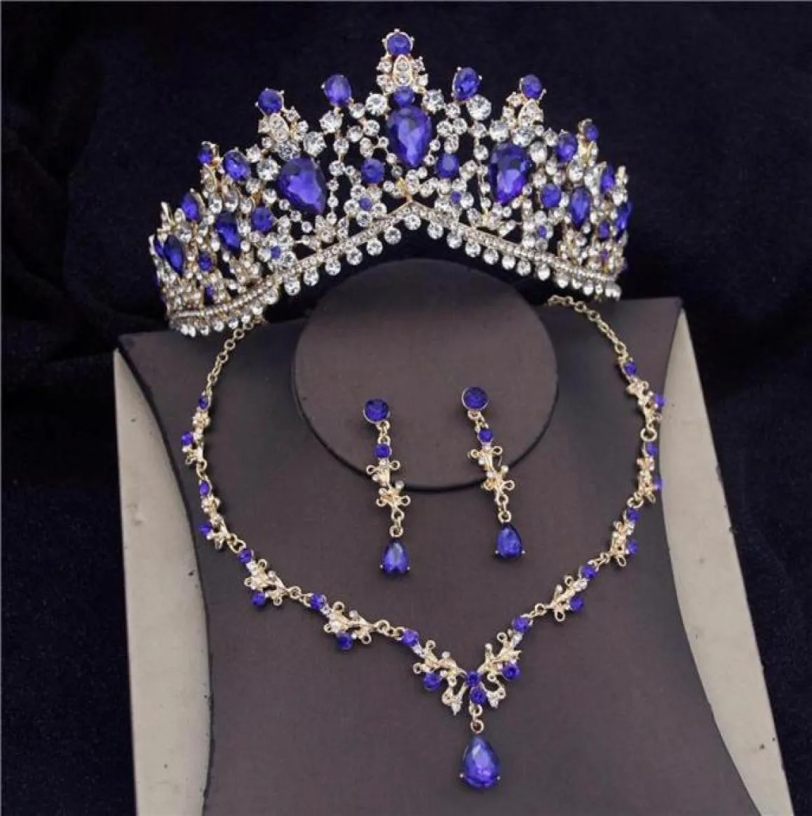 Earrings Necklace Gorgeous Crystal Bridal Jewelry Sets For Women Fashion Tiaras Necklaces Set Wedding Crown Bride Jewellry203t2590749