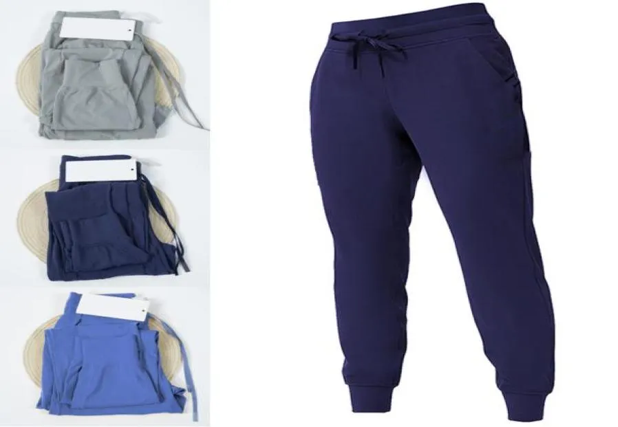 2022 calças de estúdio feminina pronta para atar elástico elástico de alta cintura ioga esportes de corrida de correr calças de moletom lixo 6530063