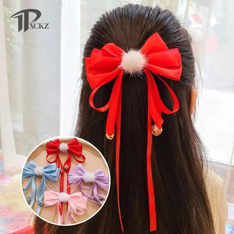 Hair Accessories 1Pcs Red Velvet Bow Ornament Circles Pins Christmas Year Clips Women Girls