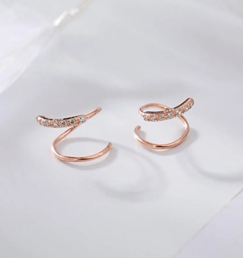 100 Real 925 Sterling Silver Spiral Studörhängen för kvinnor Korea Rose Gold Geometric Ear Jewely Christmas Gifts YME5927941231