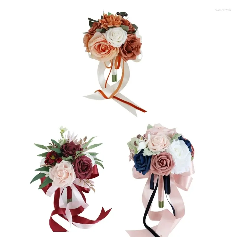 Decoratieve bloemen bruiloft kunstmatige pioenroos rozen bloemboeket ornamenten handheld voor bruidsfeestje