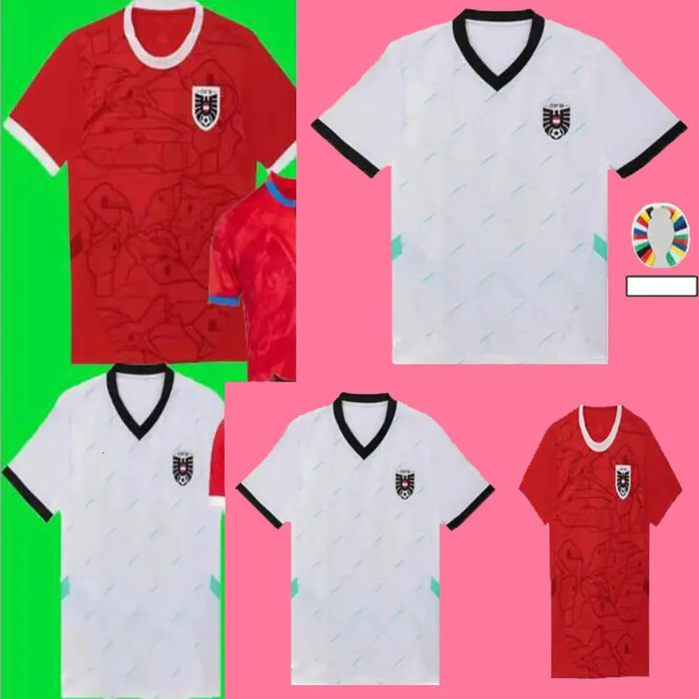 24/25 Avusturya Euro Futbol Formaları Hatıra 2024 Ev Kırmızı Uzak Beyaz Futbol Gömlek Erkek Çocuk Kiti Spor Açık havada