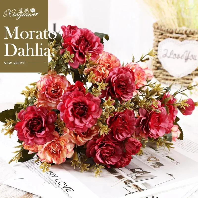 Kwiaty dekoracyjne Moratu dahlia sztuczny jedwabny wystrój domu stał