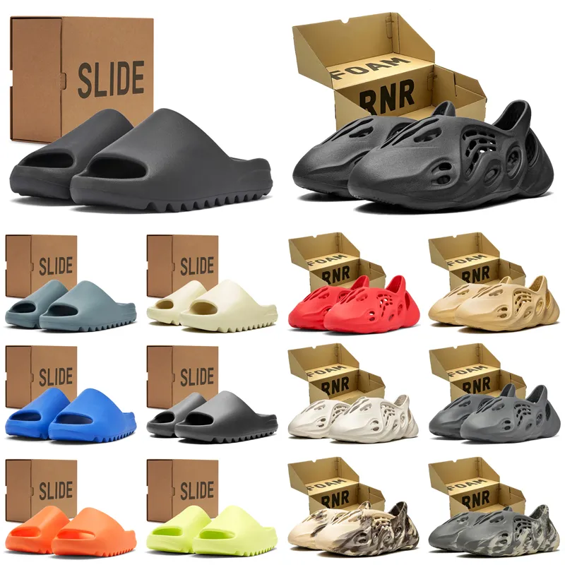 Met doosontwerper slippers sandalen mannen vrouwen glijden donker onyx botwoestijnzand azuurblauwe koolstofglijbaan trainers sport buitenshuis sneakers